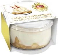 Vanille-Sahnecreme auf Apfel-Karamell Kompott