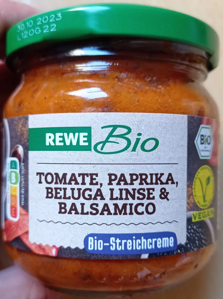 Tomate, Paprika, Beluga Linse & Balsamico Bio-Streichcreme