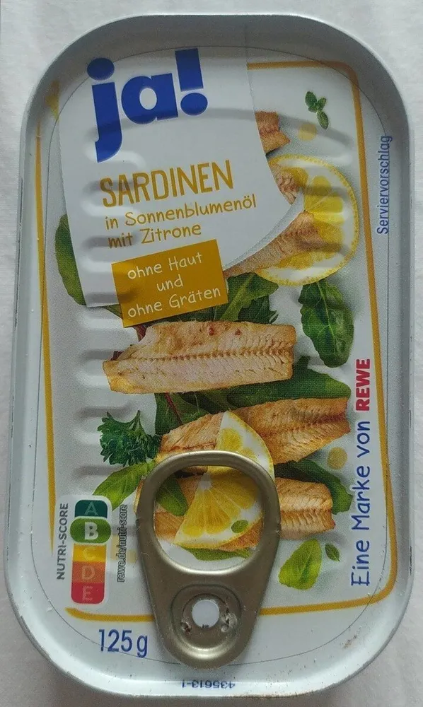 Sardinen in Sonnenblumenöl mit Zitrone