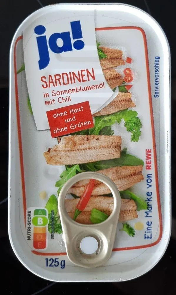 Sardinen in Sonnenblumenöl mit Chili