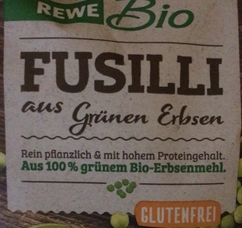 Fusilli aus grünen Erbsen
