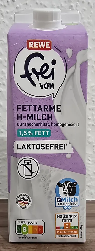 Fettarme H-Milch ultrahocherhitzt homogenisiert 1.5% Fett LAKTOSEFREI