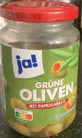 Grüne Oliven mit Paprikapaste