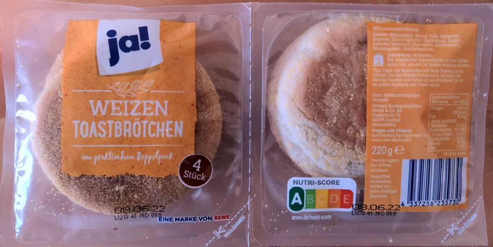 Weizen Toastbrötchen
