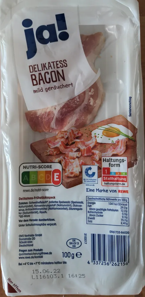 Wurst Delikatess Bacon mild geräuchert