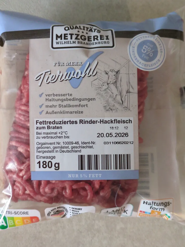 Fettreduziertes Rinder-Hackfleisch zum Braten
