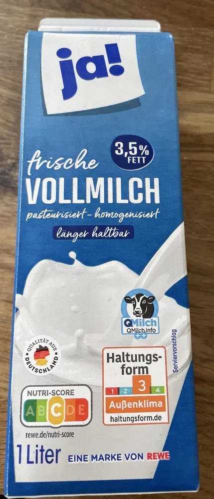 frische vollmilch 3,5% Fett