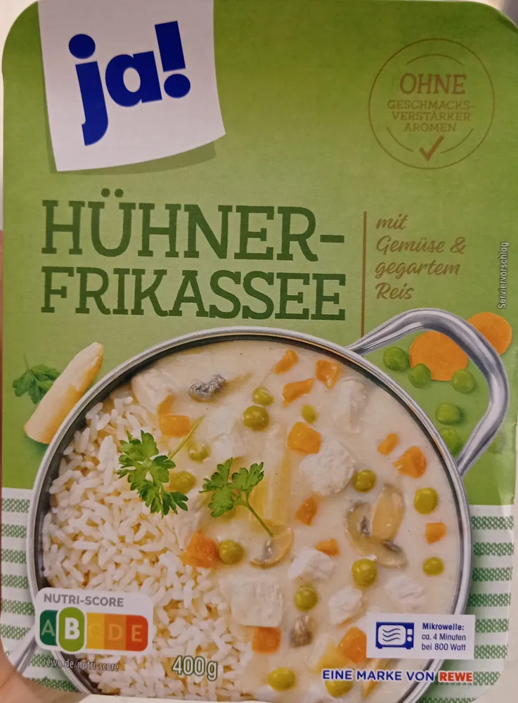 Hühnerfrikassee mit Gemüse und Reis