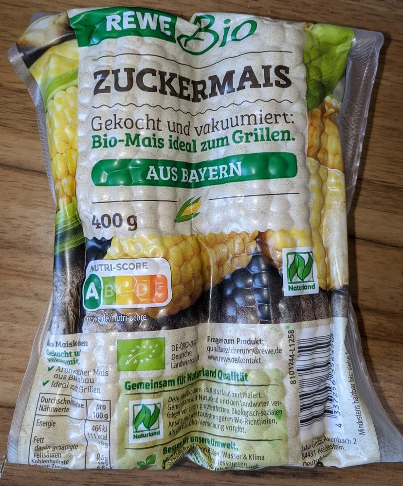 Zuckermais, gekocht (Bio)