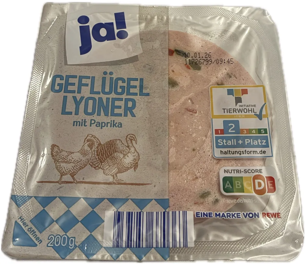 Geflügel Lyoner mit Paprika