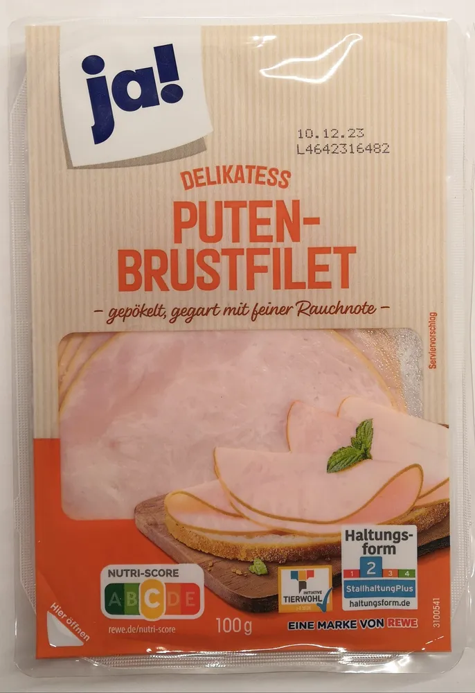Putenbrustfilet, gepökelt, gegart