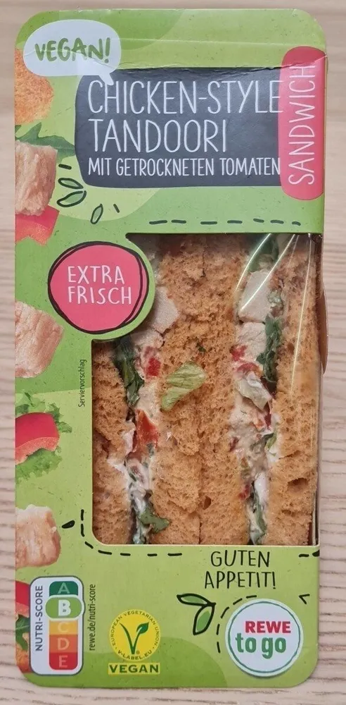 vegan! Chicken-Style Tandoori Sandwich mit getrockneten Tomaten