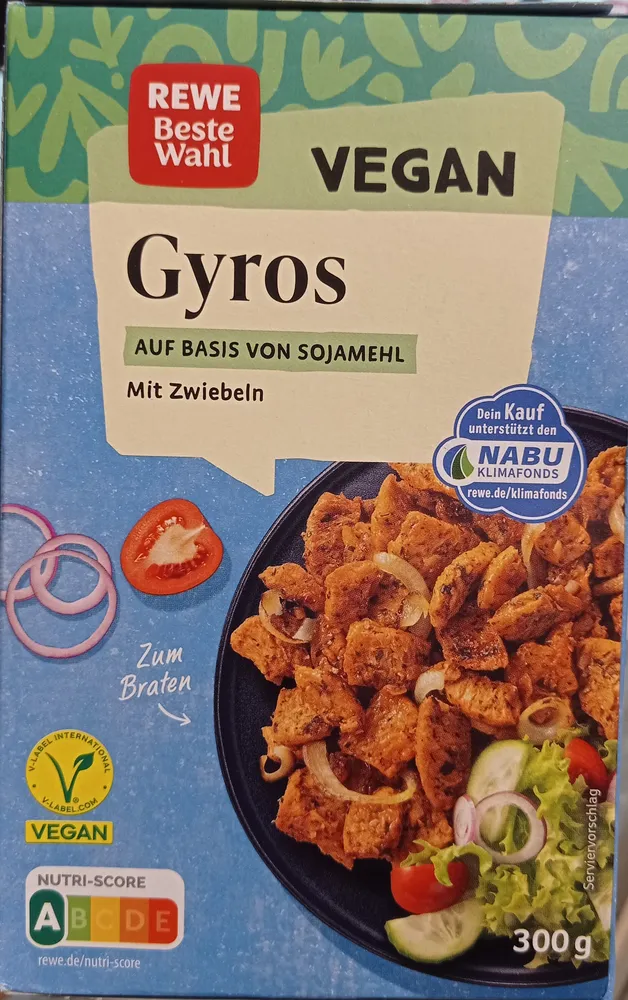 Gyros auf Basis von Sojamehl mit Zwiebeln