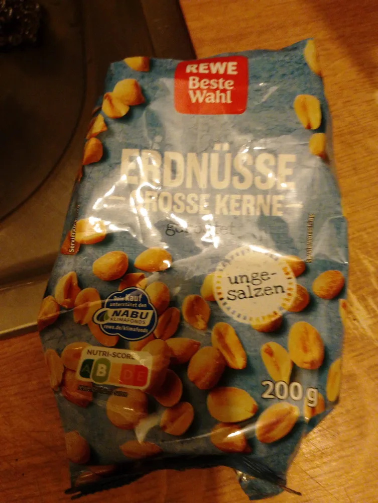 Erdnüsse große Kerne geröstet ungesalzen