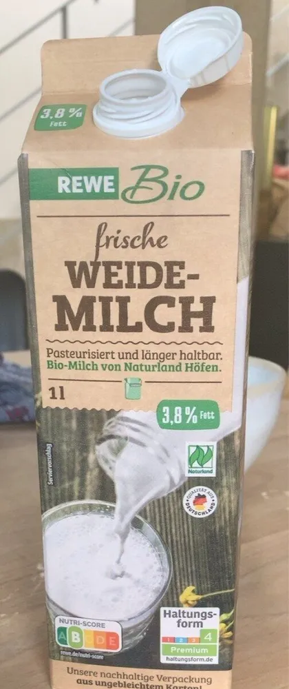 Frische Weide-Milch 3,8% fett
