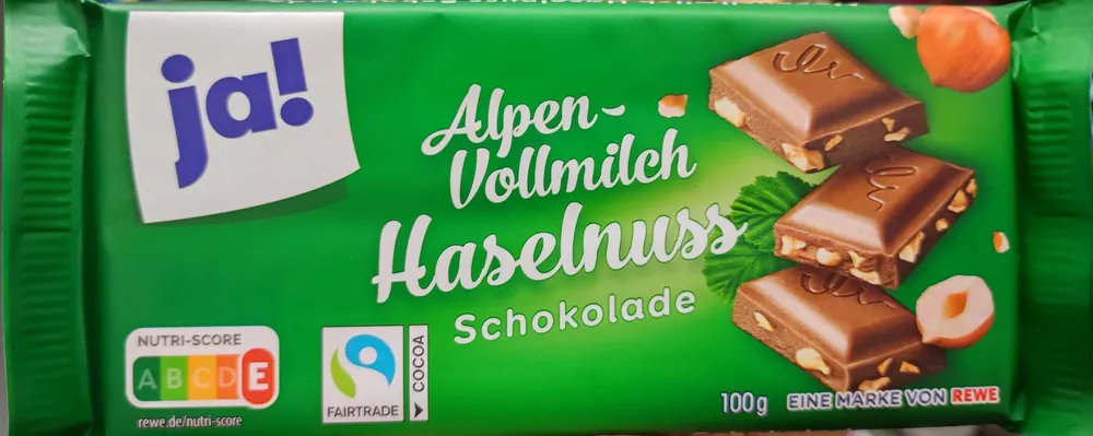 Alpen-Vollmilch Haselnuss Schokolade