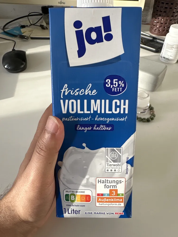 frische Vollmilch 3,5% Fett, länger haltbar
