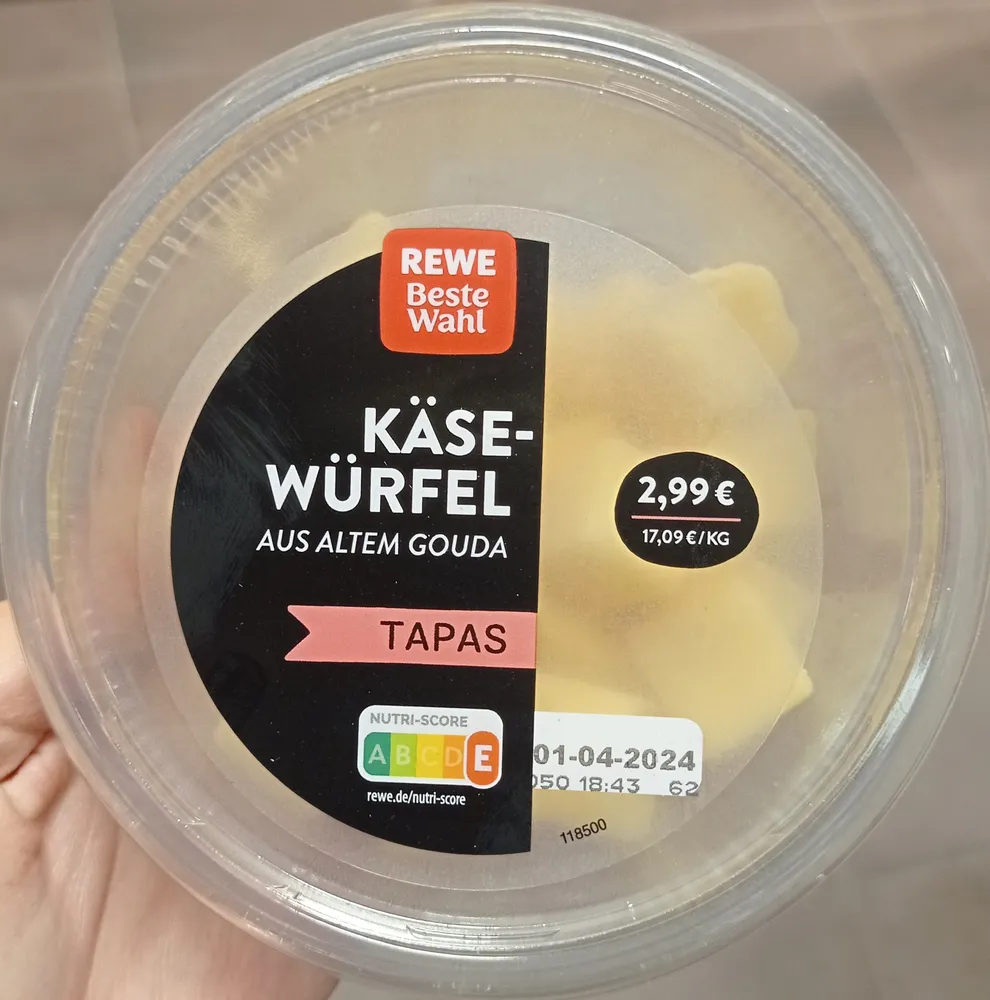 Käse-Würfel aus altem Gouda
