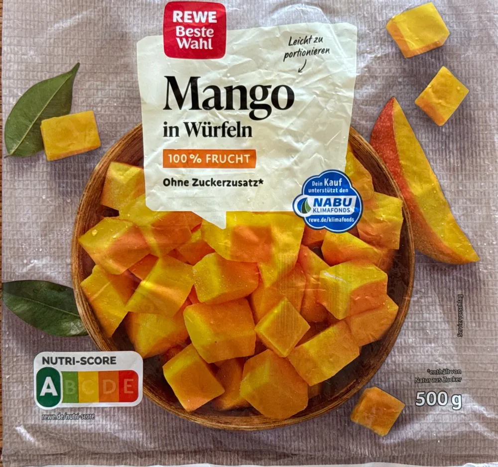 Mango gewürfelt, tiefgefroren