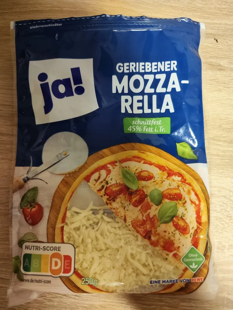Reibekäse: Geriebener Mozarella