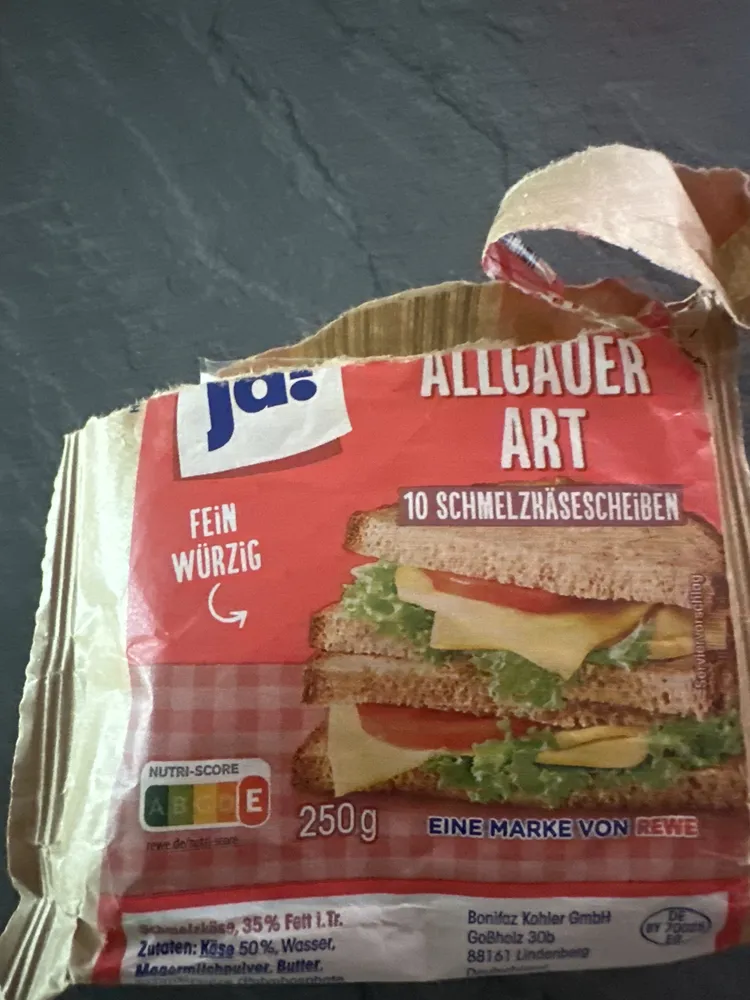 Schmelzkäsescheiben Allgäuer Art