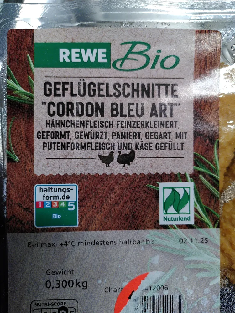 Geflügelschnitte "Cordon bleu Art"