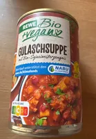 Gulaschsuppe mit Bio-Sojaeiweißerzeugnis