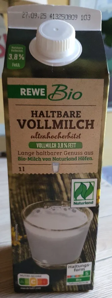 Haltbare Vollmilch Bio 3,8% REWE
