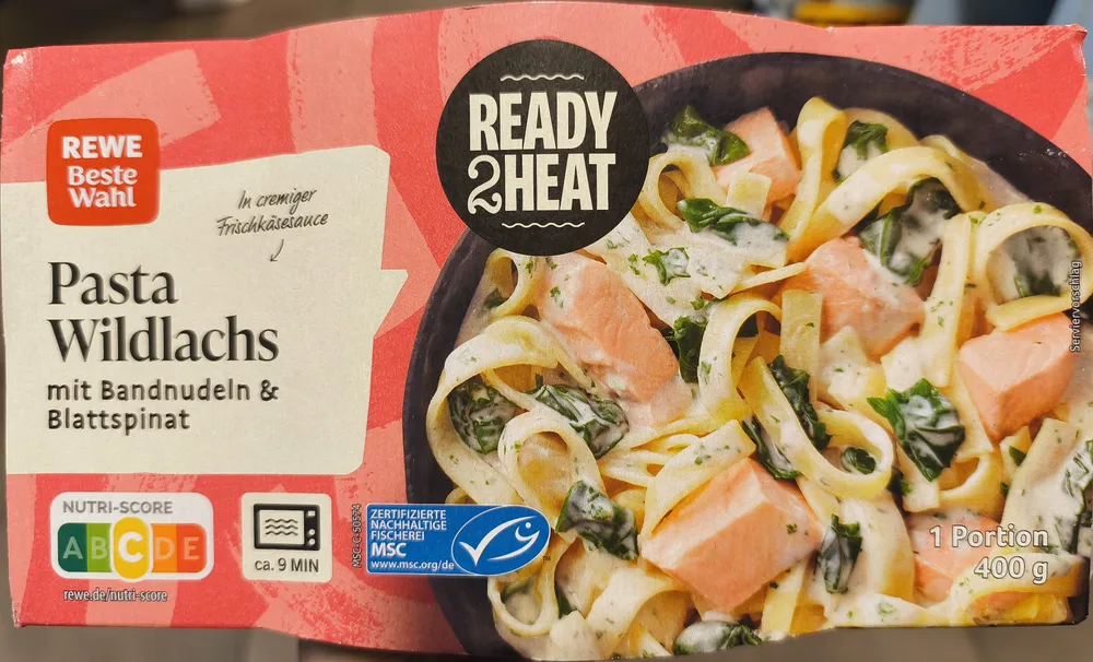 Pasta Wildlachs mit Bandnudeln & Blattspinat