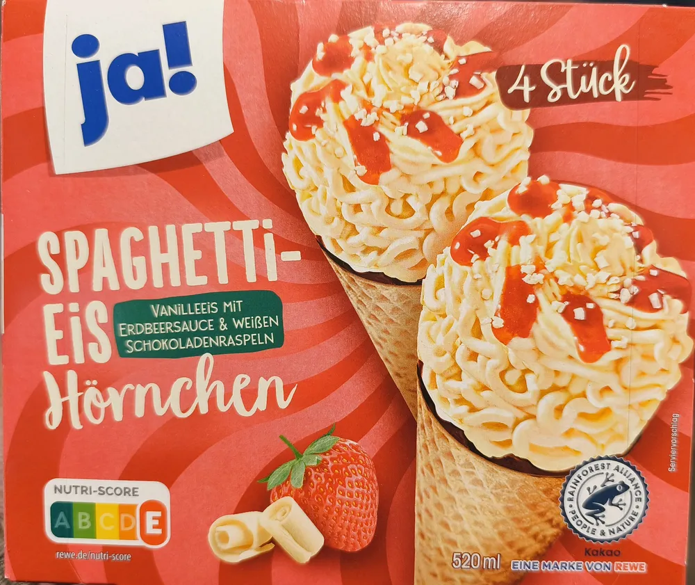 Spaghetti-Eis Hörnchen