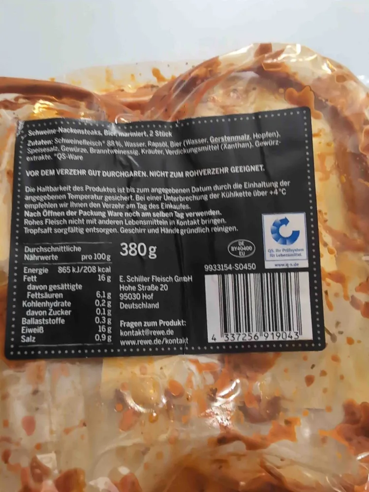 Schweine Nacksteaks Biermarinade