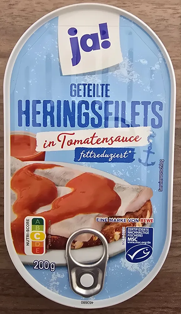GETEILTE HERINGSFILETS in Tomatensauce fettreduziert