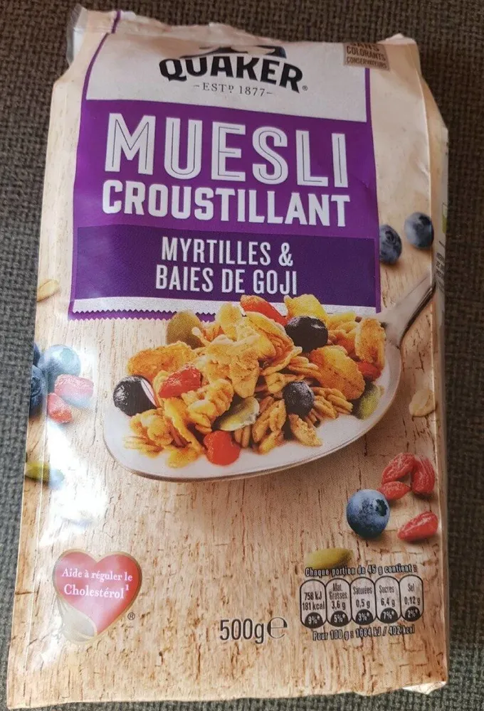 Muesli croustillant myrtilles et baie de goji