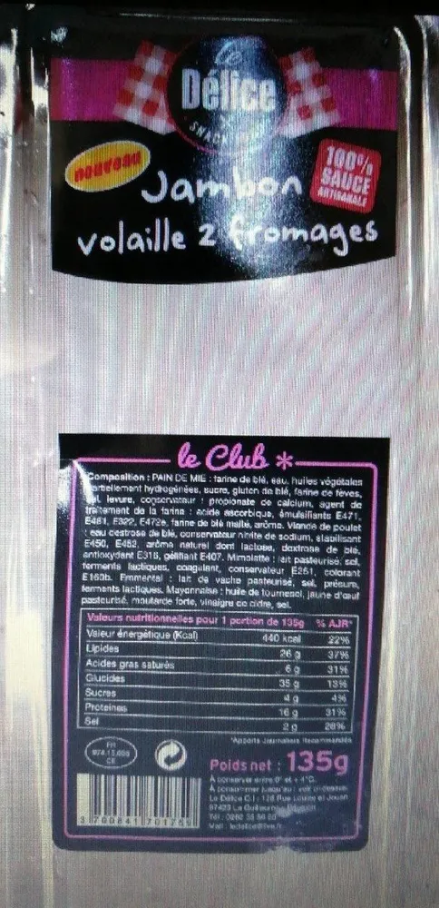 Jambon volaille 2 fromages