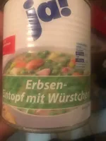 Erbseneintopf mit Würstchen und Rauchspeck