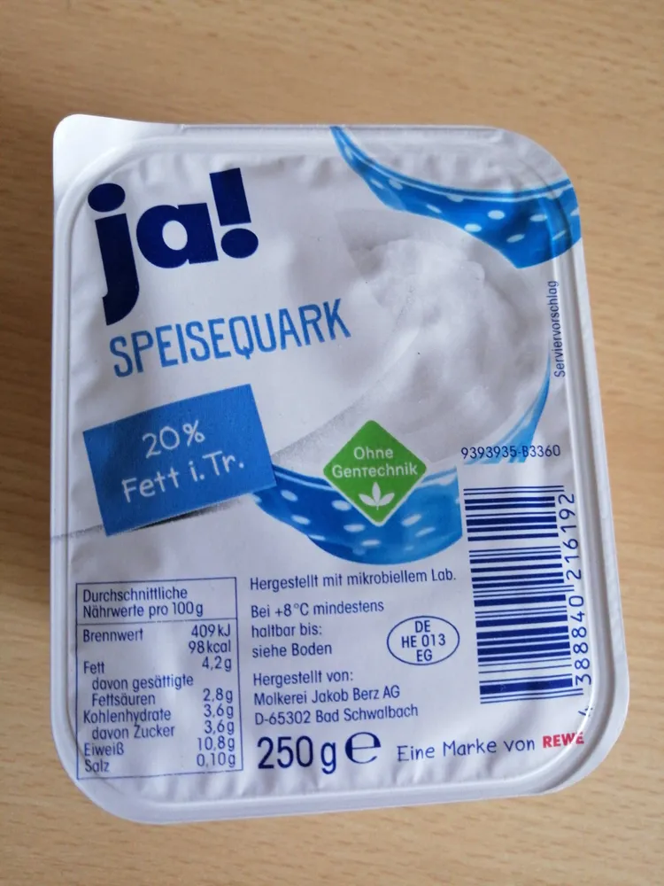 Speisequark 20 % Fett