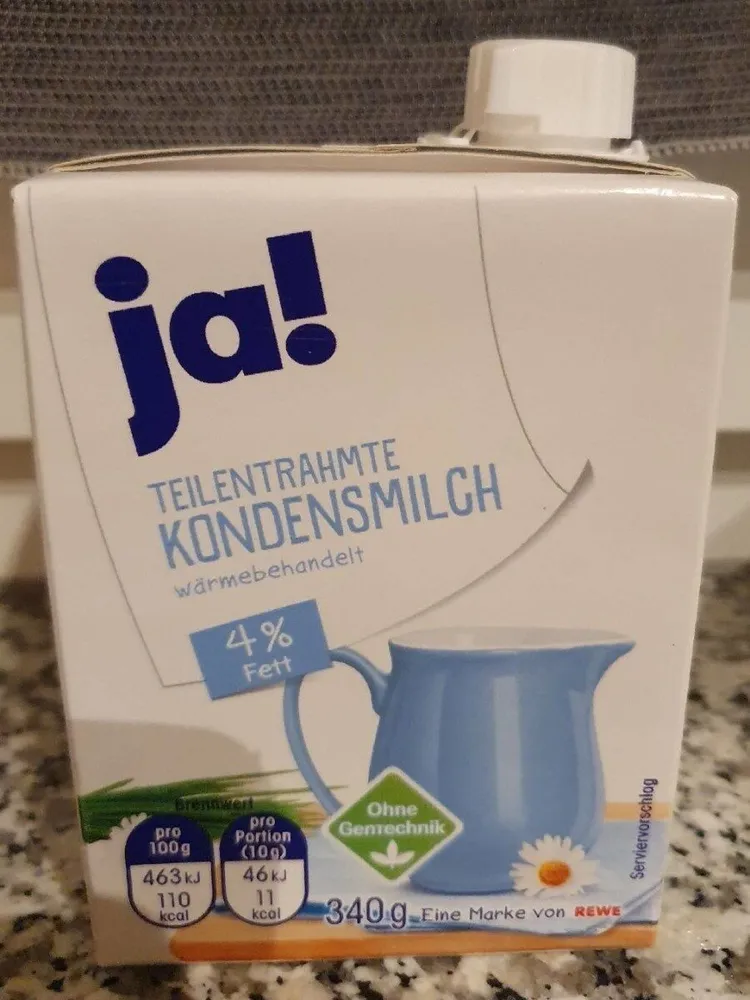 Teilentrahmte Kondensmilch