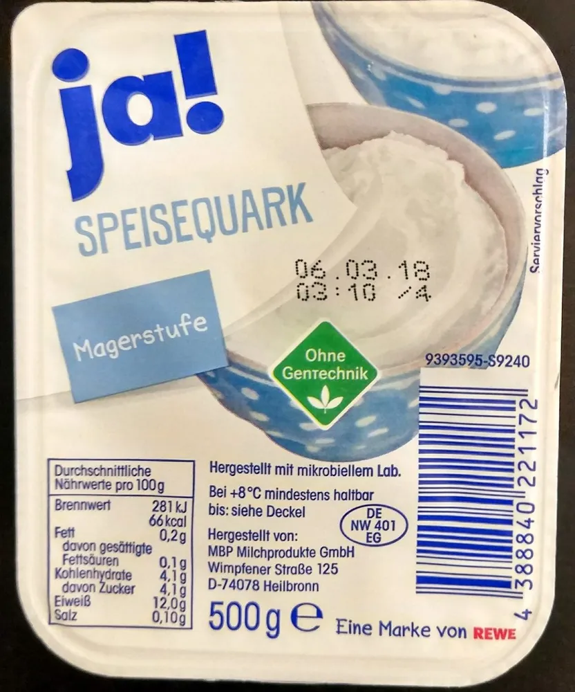 Speisequark Magerstufe