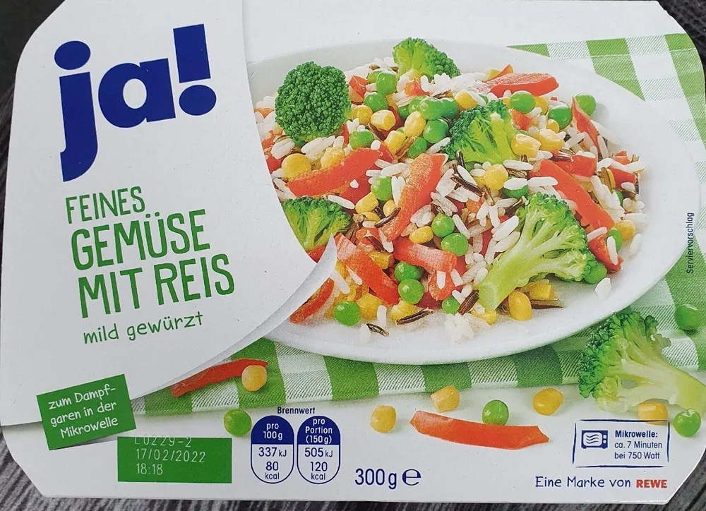 Feines Gemüse mit Reis, mild gewürzt