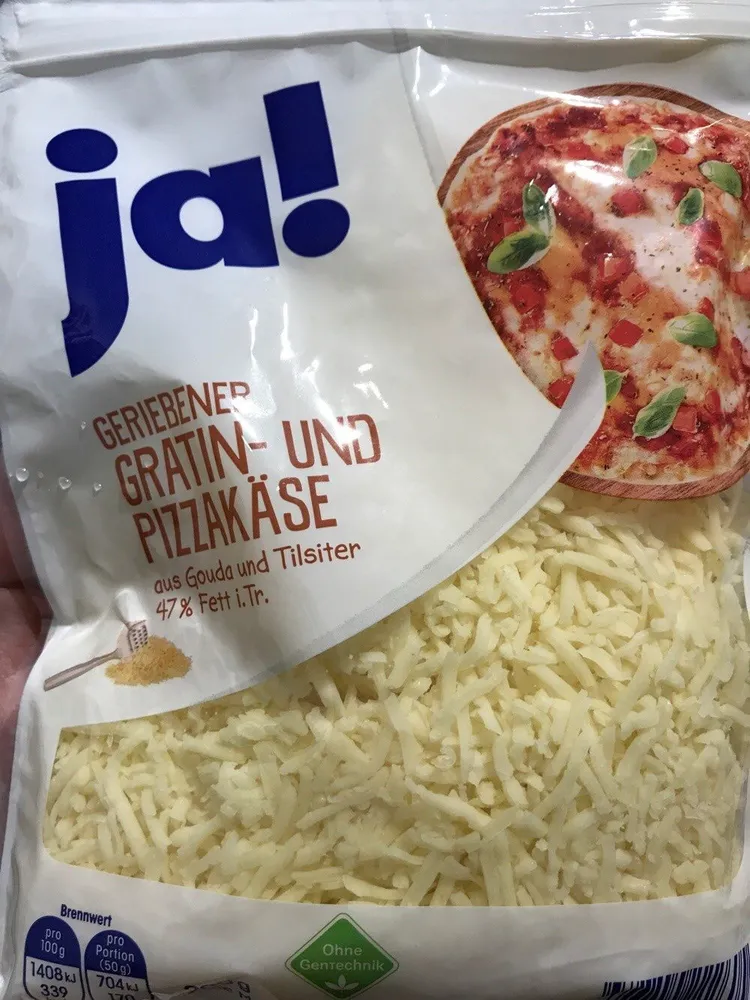 Gratin- u. Pizzakäse, gerieben (ja!)
