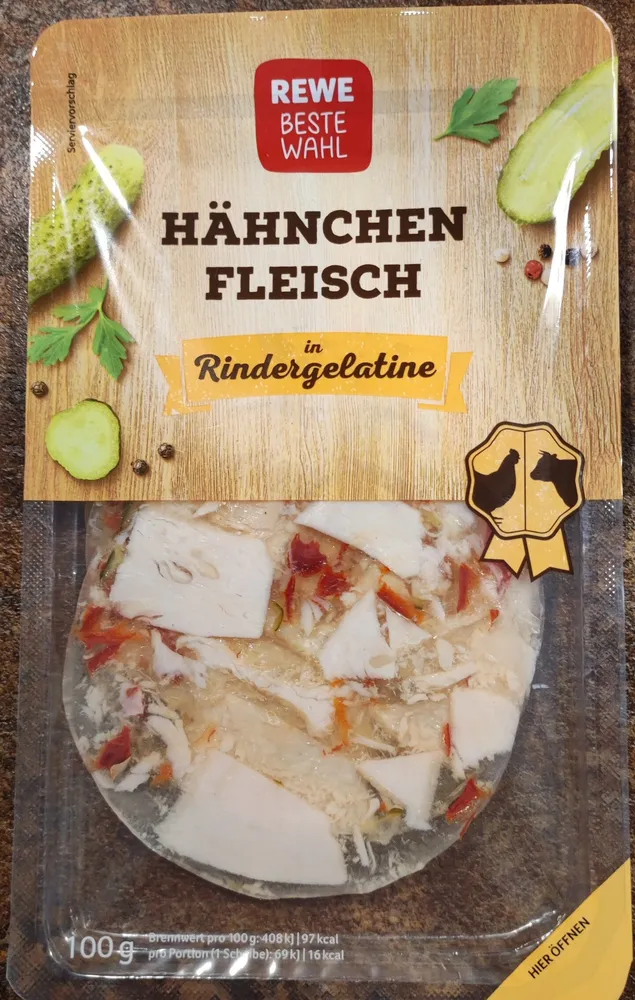 Hähnchenfleisch in Rindergelatine