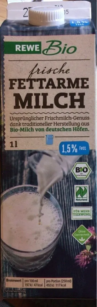 Rewe Bio Frische Fettarme Milch