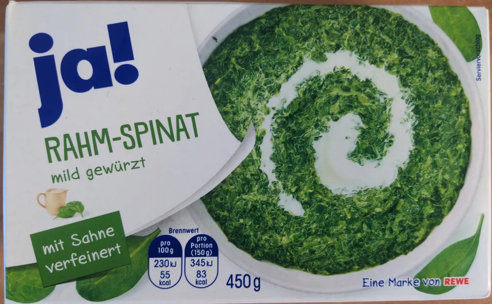 Rahm-Spinat mild gewürzt
