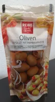 Oliven, gefüllt mit Paprikapaste