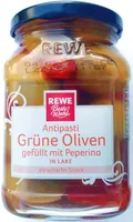 Grüne Oliven gefüllt mit Peperino