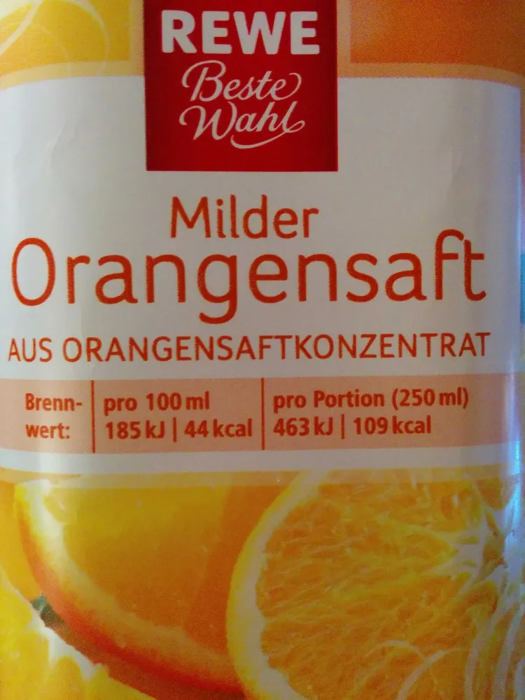Milder Orangensaft aus Orangensaftkonzentrat