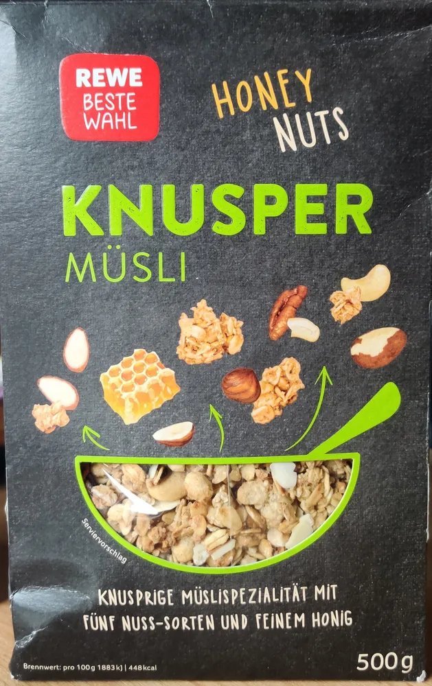 Rewe Beste Wahl Knusper Müsli Honey Nuts