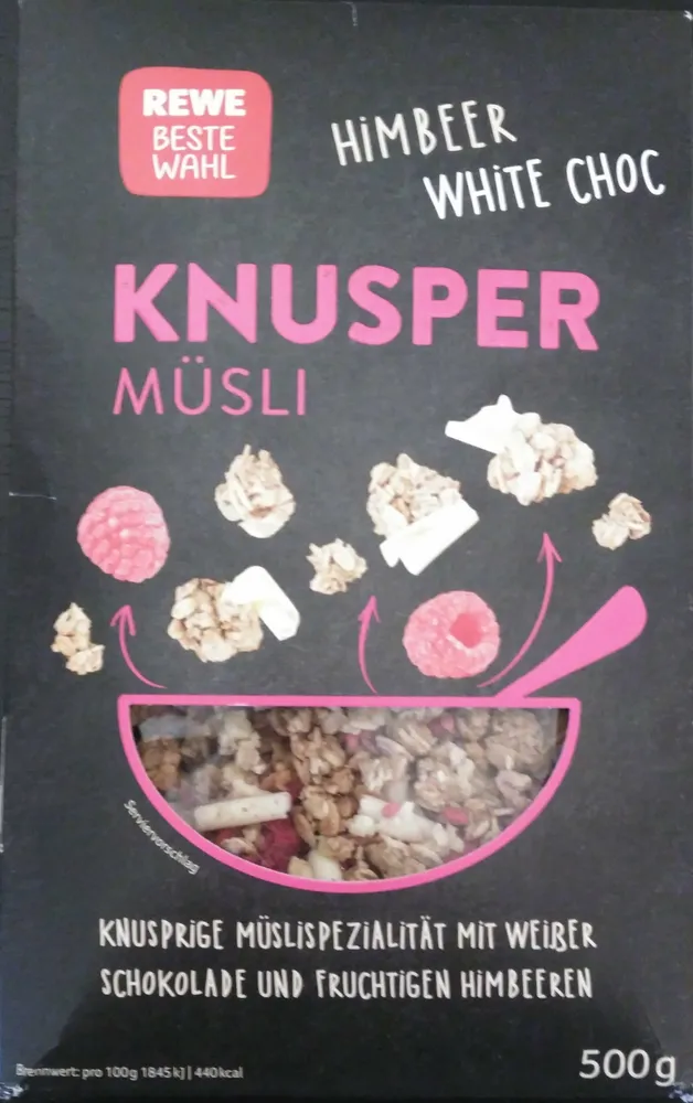 Knuspermüsli, Himbeer + White Choc