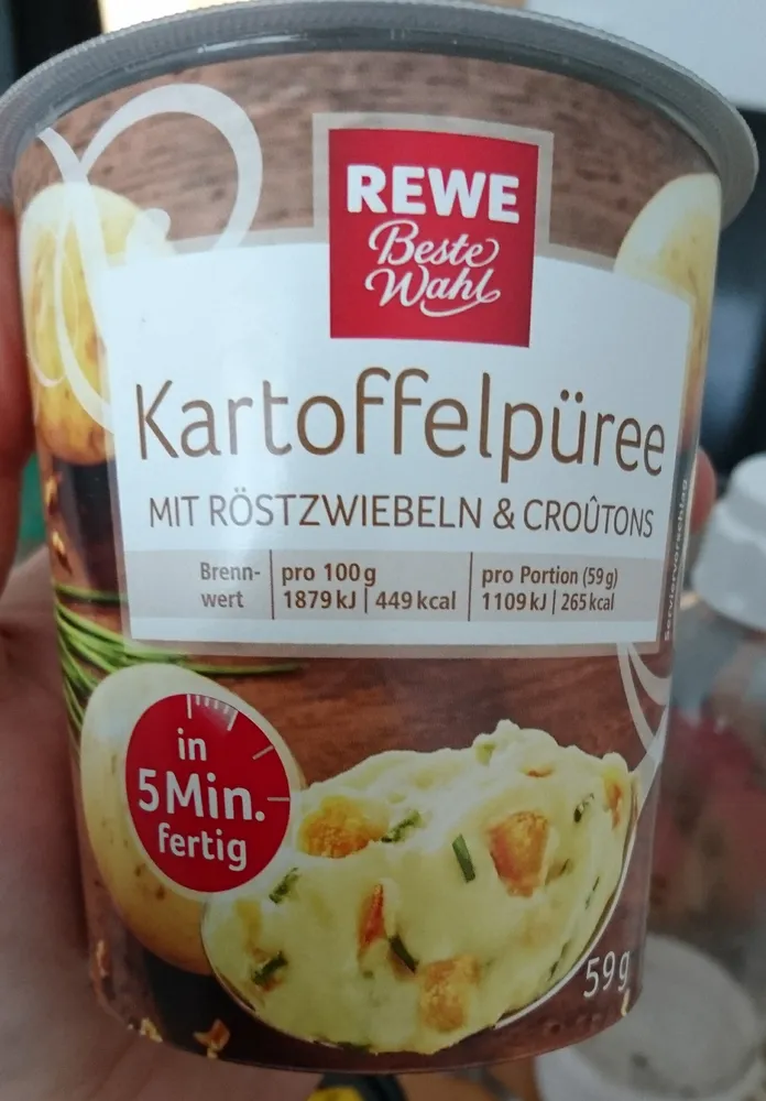 Kartoffelpüree mit Röstzwiebeln & Croûtons