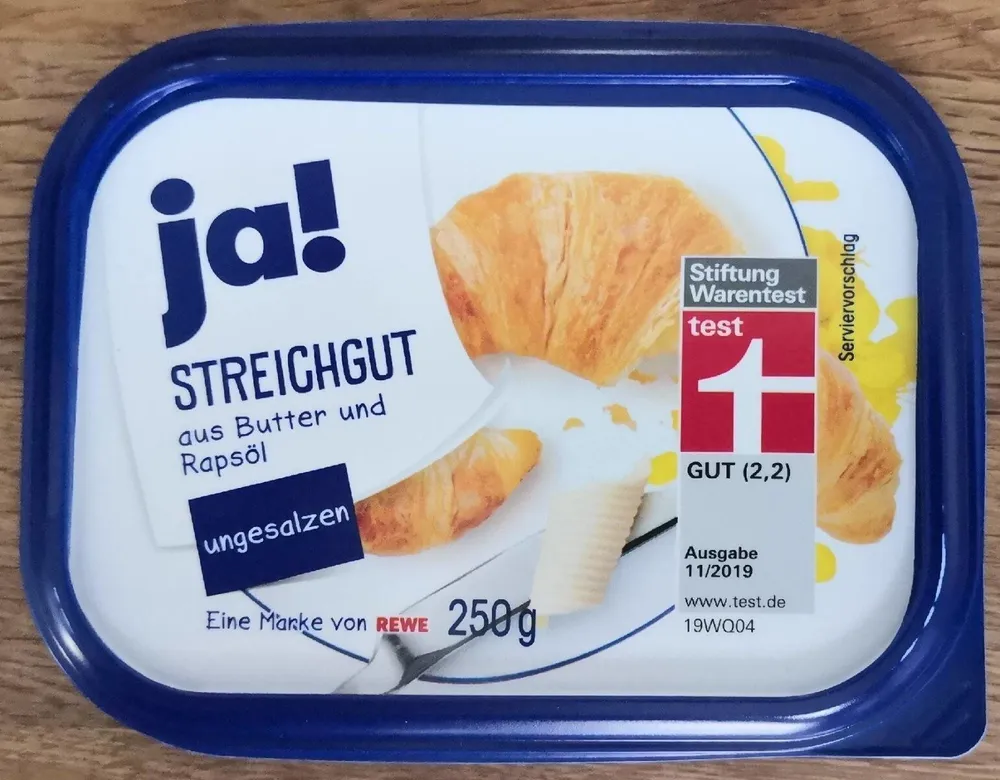 Ja! Streichgut aus Butter und Rapsöl